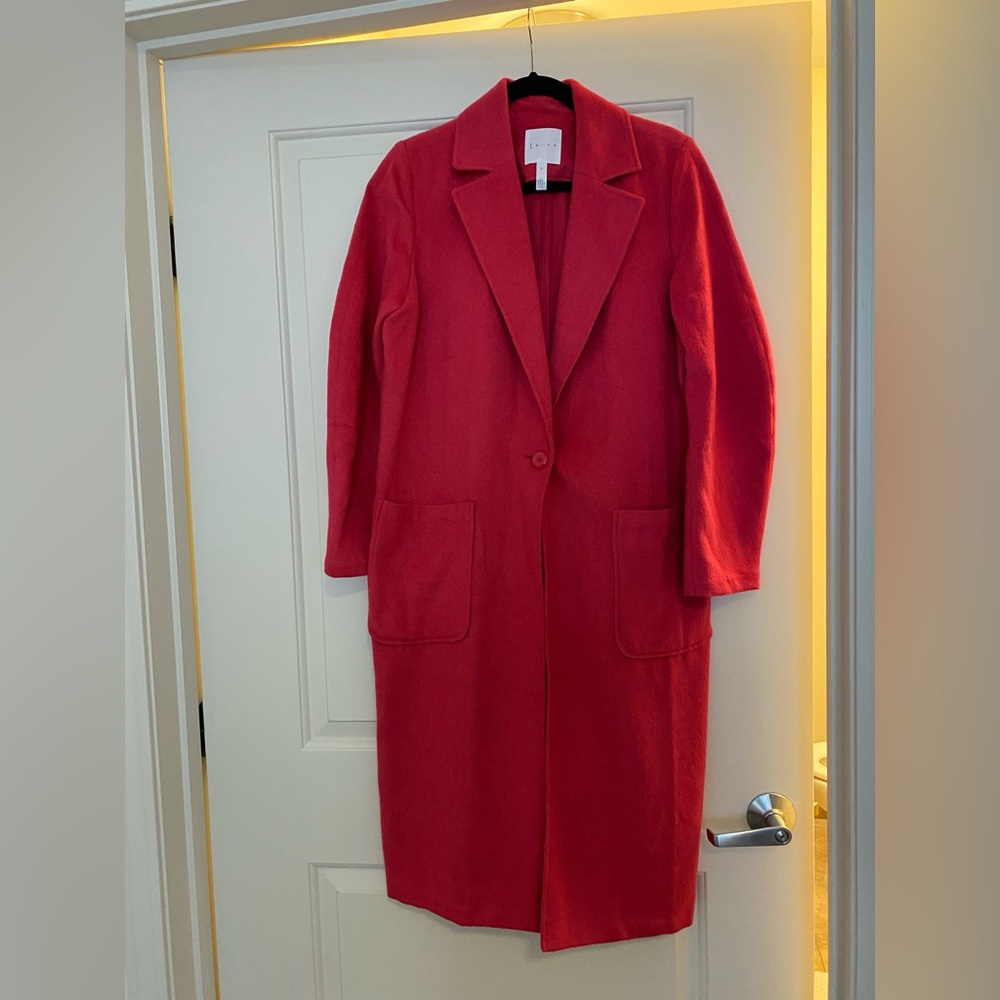 Pink fuchsia long pea coat Leith single breasted overcoat never worn